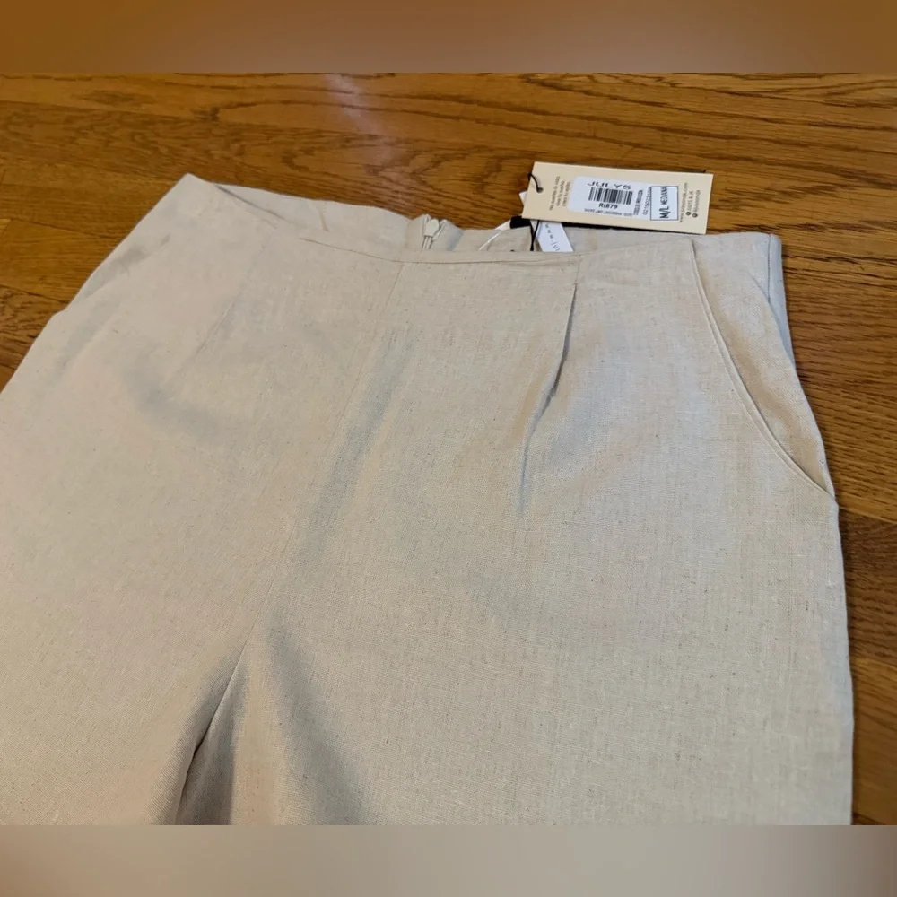 Cream High Waist Tailored linen Shorts size M - Picture 5 of 15